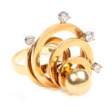 Mod Kinetic Ring  Gold with Diamonds