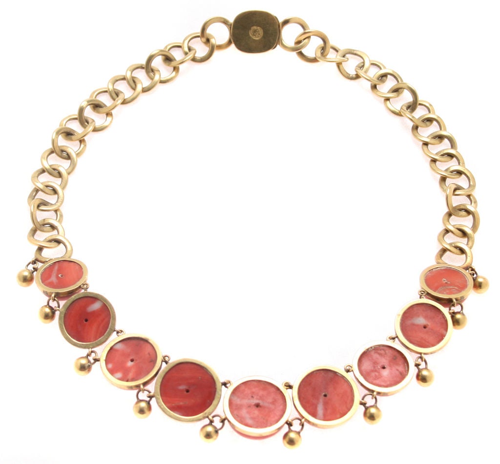 Women's William Spratling Cabochon Coral Gold Necklace and Bracelet
