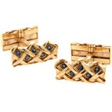 Tiffany & Co. 18kt   Gold and Saphire Cufflinks