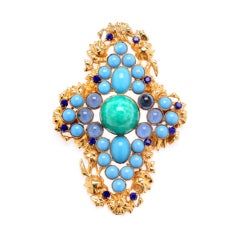 Large William de Lillo Maltese Cross Brooch or Pendant