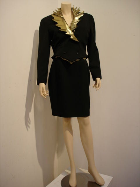 Women's 1980s Thierry Mugler 3 Piece Gold Tuxedo Flame Suit