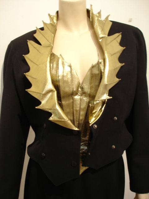 1980s Thierry Mugler 3 Piece Gold Tuxedo Flame Suit 1