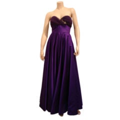 Vintage 1950s Couture Silk Satin Purple Ballgown