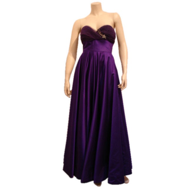 1950s Couture Silk Satin Purple Ballgown