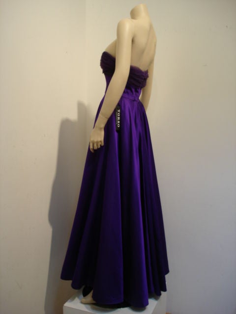 Women's 1950s Couture Silk Satin Purple Ballgown