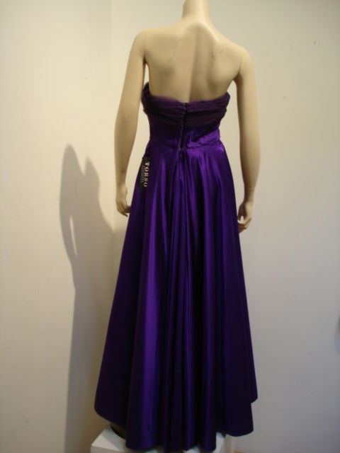 1950s Couture Silk Satin Purple Ballgown 1