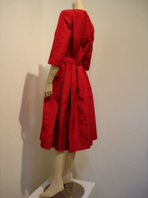 Women's 1950s Christian Dior Silk Faille Belted Cocktail