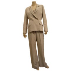 1980s Thierry Mugler Pinstripe Linen 3 Piece Pantsuit