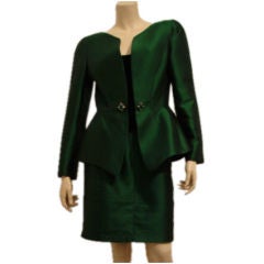 1980s Thierry Mugler Emerald Green 2 Piece Suit