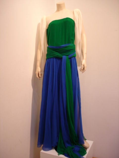 1980s Galanos Grecian Chiffon Wrap Gown 3