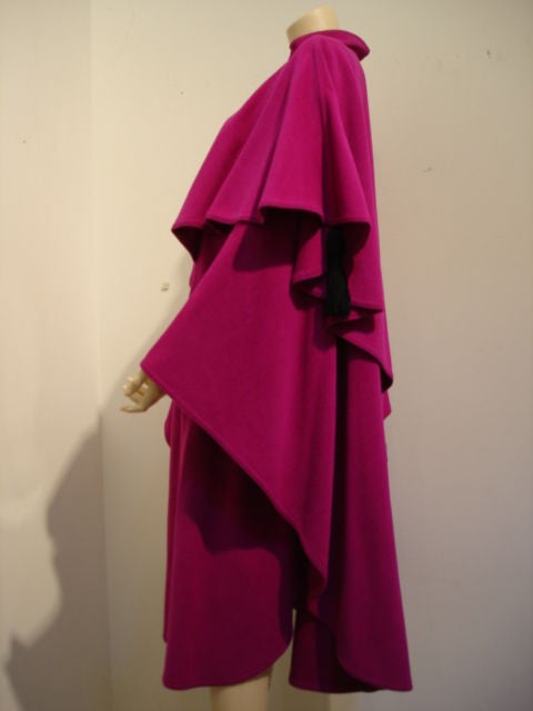 Women's 1980s Louis Féraud Magenta Lambswool Cape