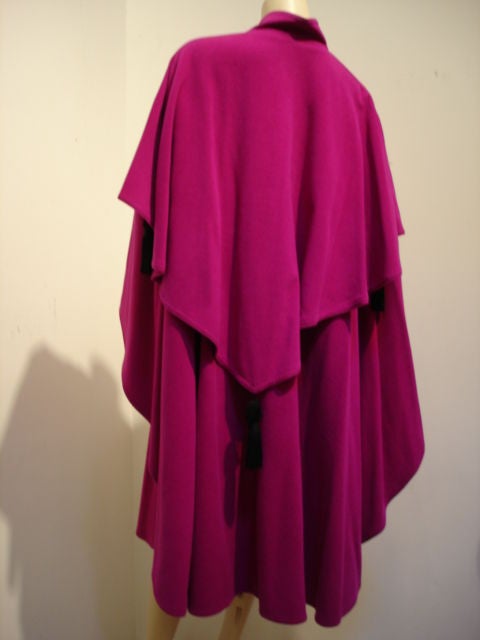 1980s Louis Féraud Magenta Lambswool Cape 1