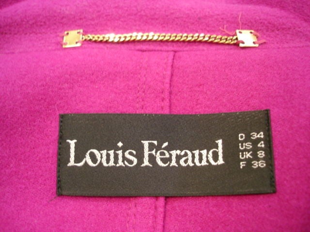 1980s Louis Féraud Magenta Lambswool Cape 2