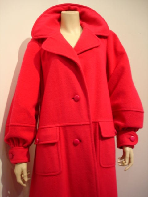 1970s Christian Dior Hot Pink Wool Coat