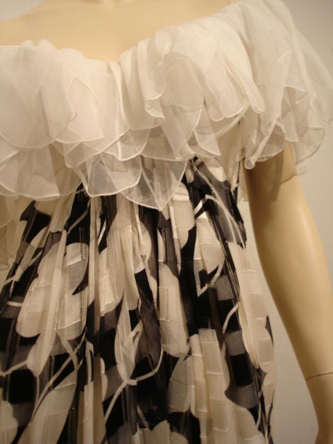 1980s Givenchy Silk Print and Organza Dress
