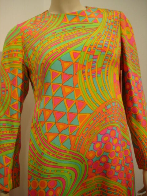 1960s Galanos Psychedellic Shift Dress