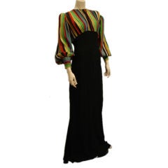 1940s Santa Fe Stripe Silk Crepe Gown