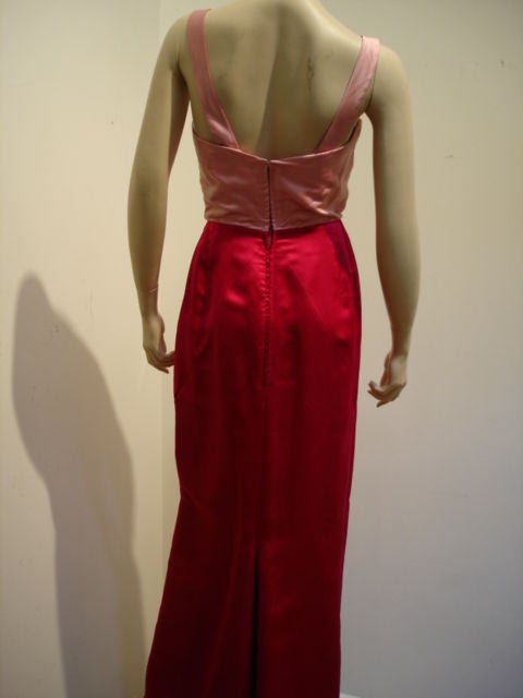1950s Two-tone Duchess Silk Satin Gown In Good Condition In Gresham, OR