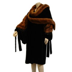 1920s Silk Velvet and Mink Opera Coat