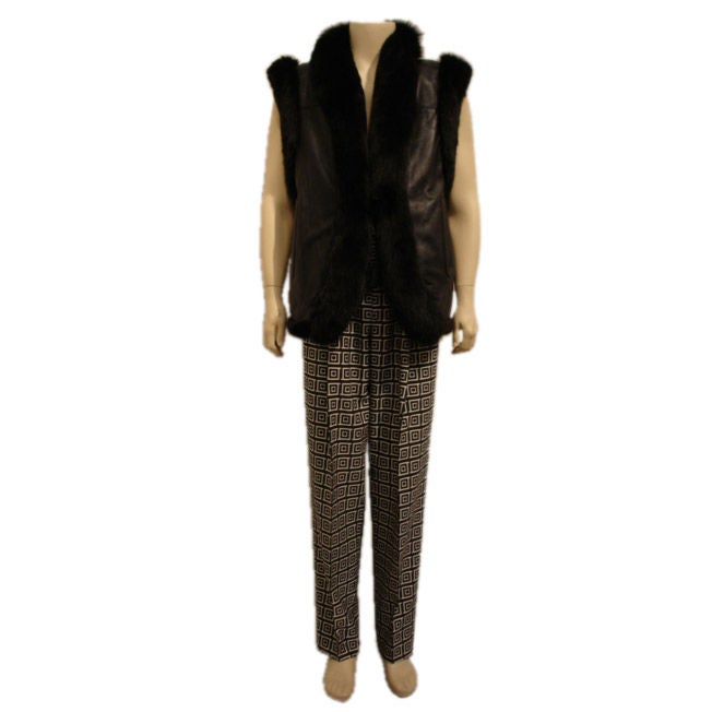 1980s Oscar de la Renta Mink and Leather Reversible Vest