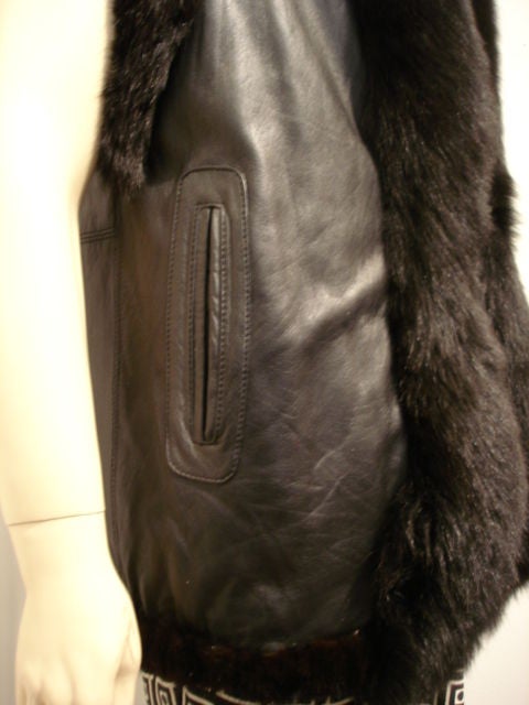 Women's or Men's 1980s Oscar de la Renta Mink and Leather Reversible Vest