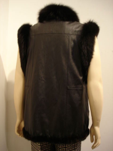 1980s Oscar de la Renta Mink and Leather Reversible Vest 1