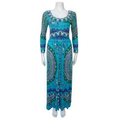 Vintage Emilio Pucci Sea colored Silk Jersey Gown