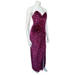 Leopard Print Velvet Bob Mackie Strapless Gown