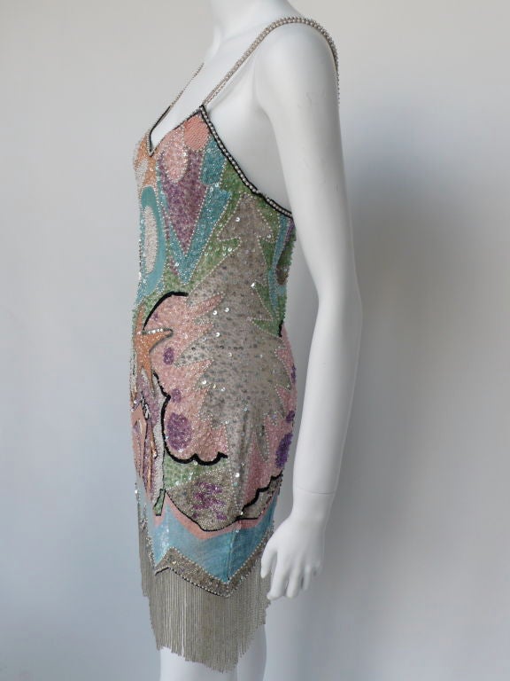 Women's Stephen Sprouse Graffiti Beaded Cocktail Dress