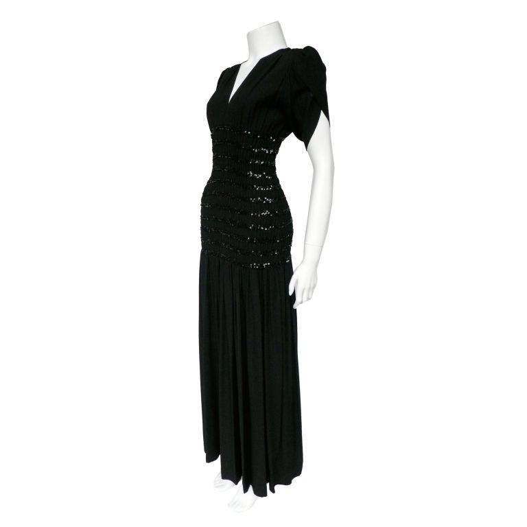 YSL Black Silk Crepe Dress with Elastic Bodice For Sale