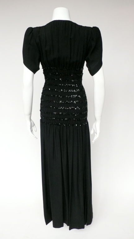 YSL Black Silk Crepe Dress with Elastic Bodice For Sale 1