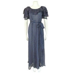 Vintage Yves Saint Laurent Silk Chiffon Polka Dot Dress