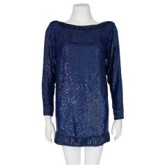 Yves Saint Laurent Blue Sequin Mini Dress