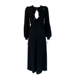 Ossie Clark for Radley Black Silk Crepe Peasant Dress