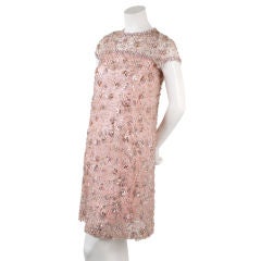 Harvey Berin 1960s Pink Rhinestone-Encrusted Dress