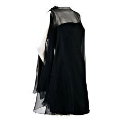 Vintage Harvey Berin 1960s Black Chiffon Mini Dress