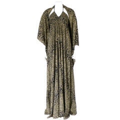 Retro Gold Painted Maxi Dress and Shawl
