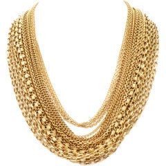 Trifari 18 Strand Gold Chain Necklace