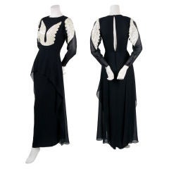 Vintage Chloé Black Silk Chiffon Evening Gown