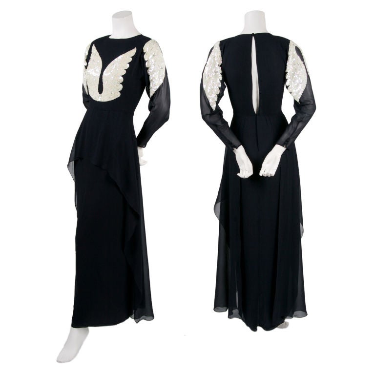 Chloé Black Silk Chiffon Evening Gown
