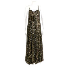 Vintage Halston Gold and Bronze Sequin Gown