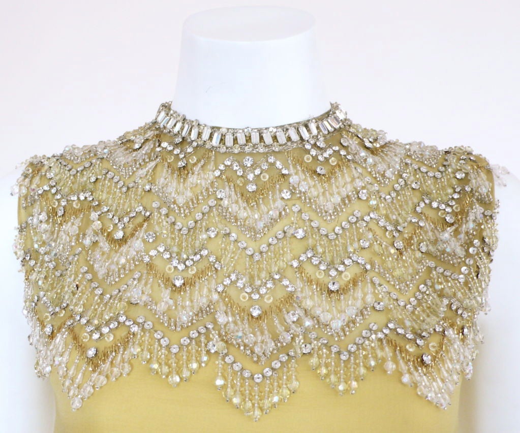 Harvey Berin Yellow Silk Chiffon Evening Gown