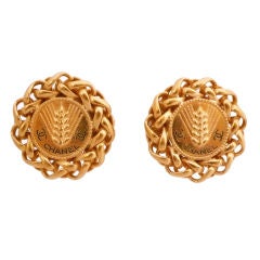Retro Chanel Gold Tone Earrings
