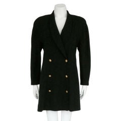 Chanel Black Wool Crepe Coat from the Estate Of Leona Helmsley