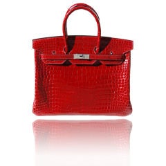 Hermes Vert Emerald Shiny Crocodile Porosus Birkin 35 Bag – The Closet