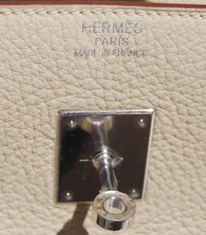 35cm Birkin Parchment Taurillon Clemence Leather with Palladium Hardware | L Stamp<br />
<br />
The bag measures 35 cm/ 14