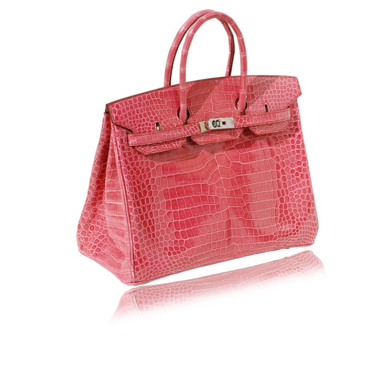Hermes Birkin handbag 35cm in black and fuchsia pink cro…