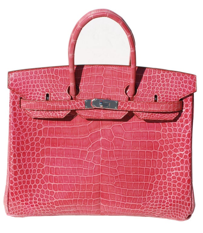 35cm Hermès Birkin | Shiny Pale Pink (Rosy) Crocodile | Palladium Hardware<br />
L Stamp<br />
<br />
A Stunningly Beautiful Bag!<br />
<br />
The bag measures 35 cm/ 14