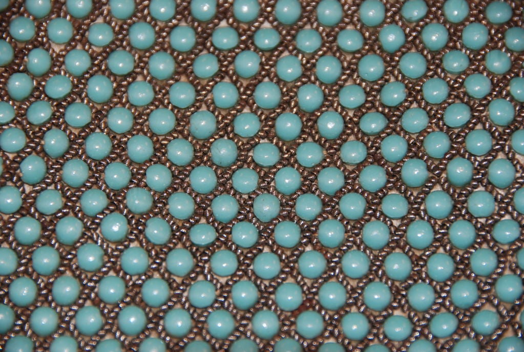 Turquoise and Silver Bead Victorian Bag