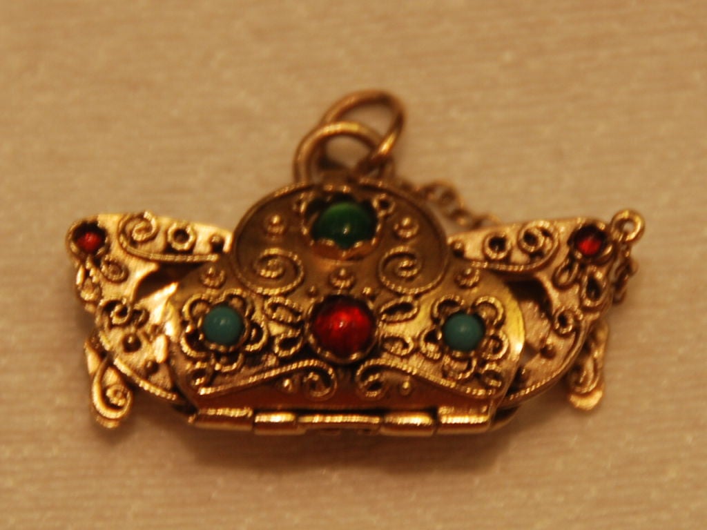 14K Gold Jeweled Eyeglasses and Holder Charm